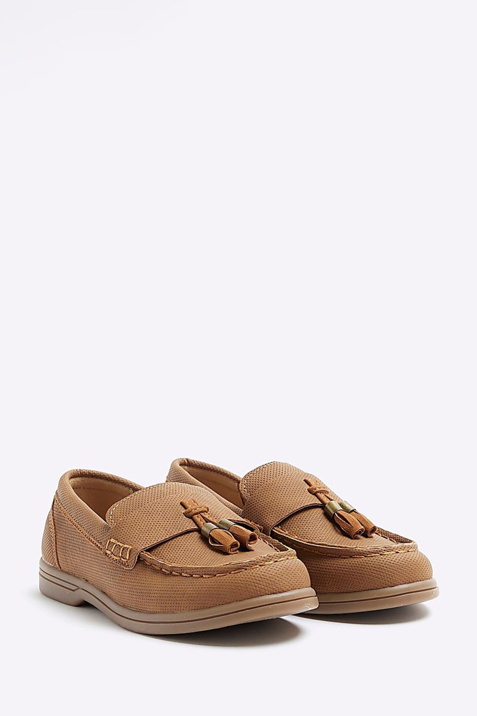 River Island Brown Boys Embossed Tassel Loafers - Image 2 of 5