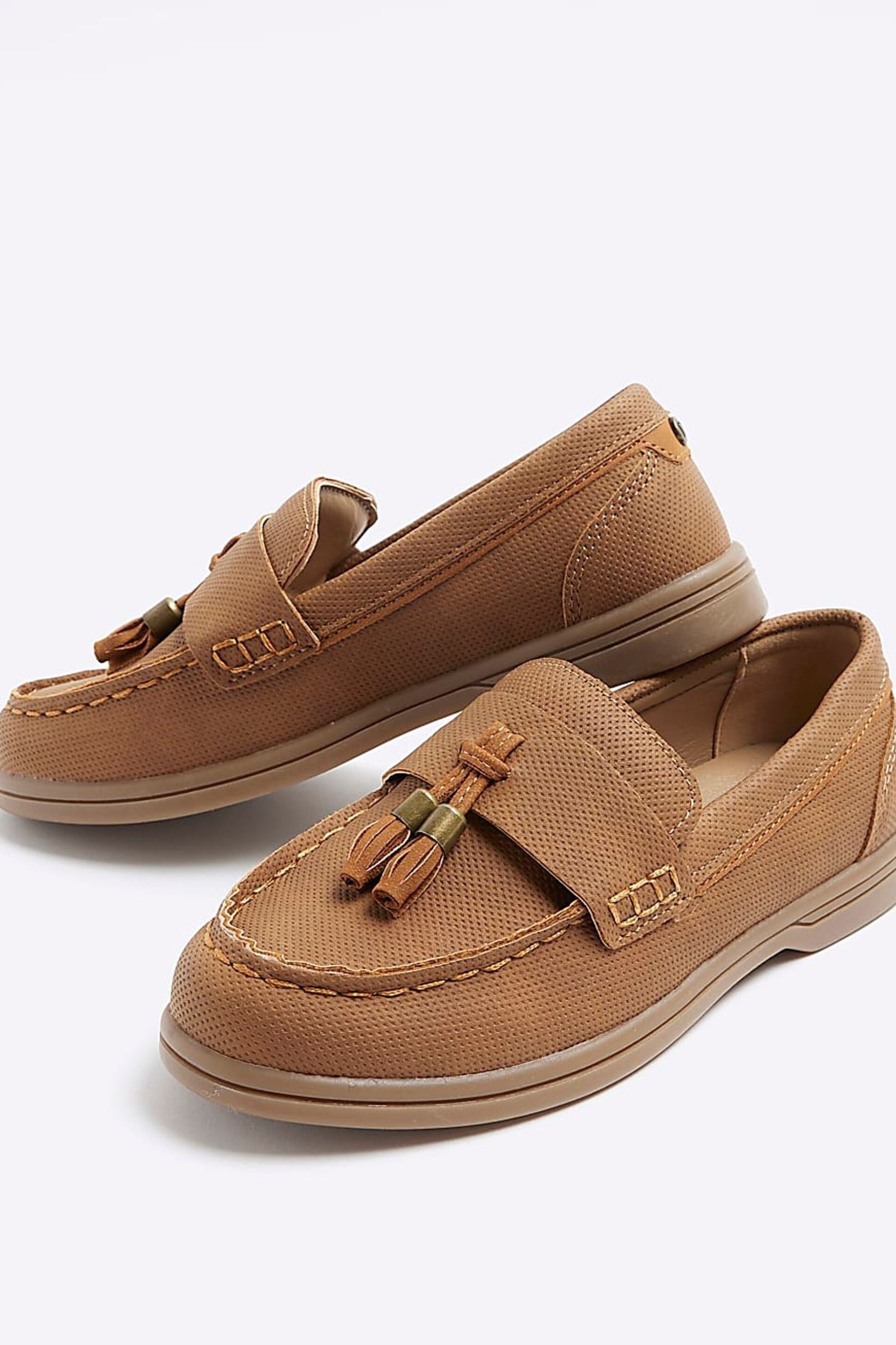 River Island Brown Boys Embossed Tassel Loafers - Image 4 of 5