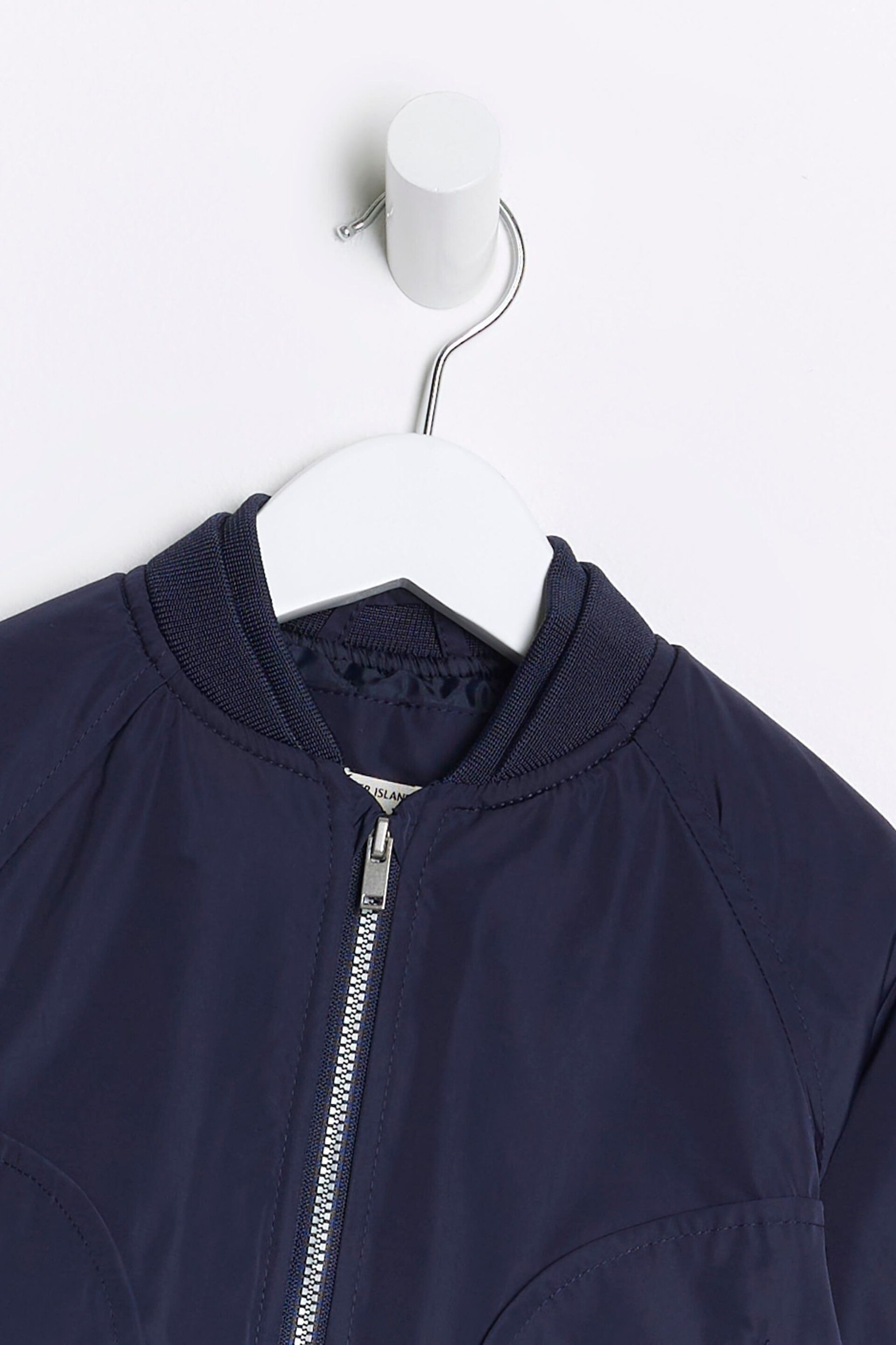 River Island Dark Blue Boys Nylon Bomber Jacket - Image 3 of 6