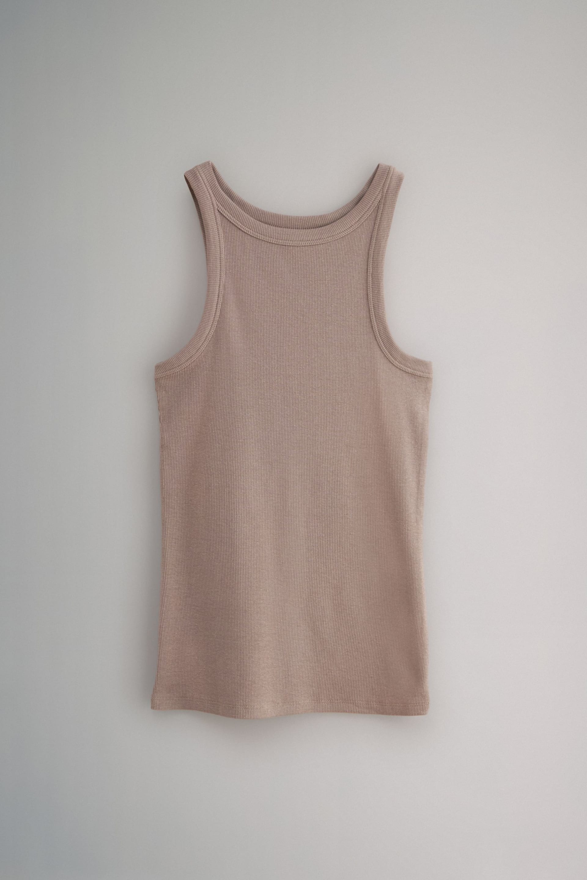 The Set Black/Taupe Brown/White 3 Pack Ribbed Racer Vests - Image 7 of 9