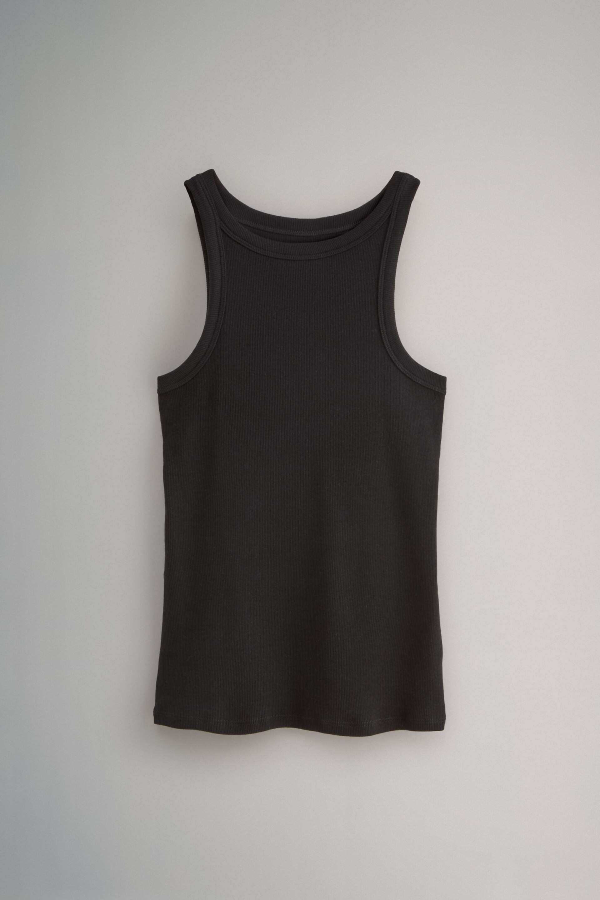 The Set Black/Taupe Brown/White 3 Pack Ribbed Racer Vests - Image 8 of 9