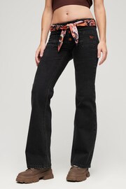 Superdry Black Slim Cotton Vintage Low Rise Flare Jeans - Image 1 of 6