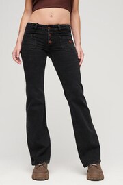 Superdry Black Slim Cotton Vintage Low Rise Flare Jeans - Image 4 of 6