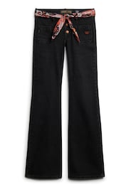 Superdry Black Slim Cotton Vintage Low Rise Flare Jeans - Image 5 of 6