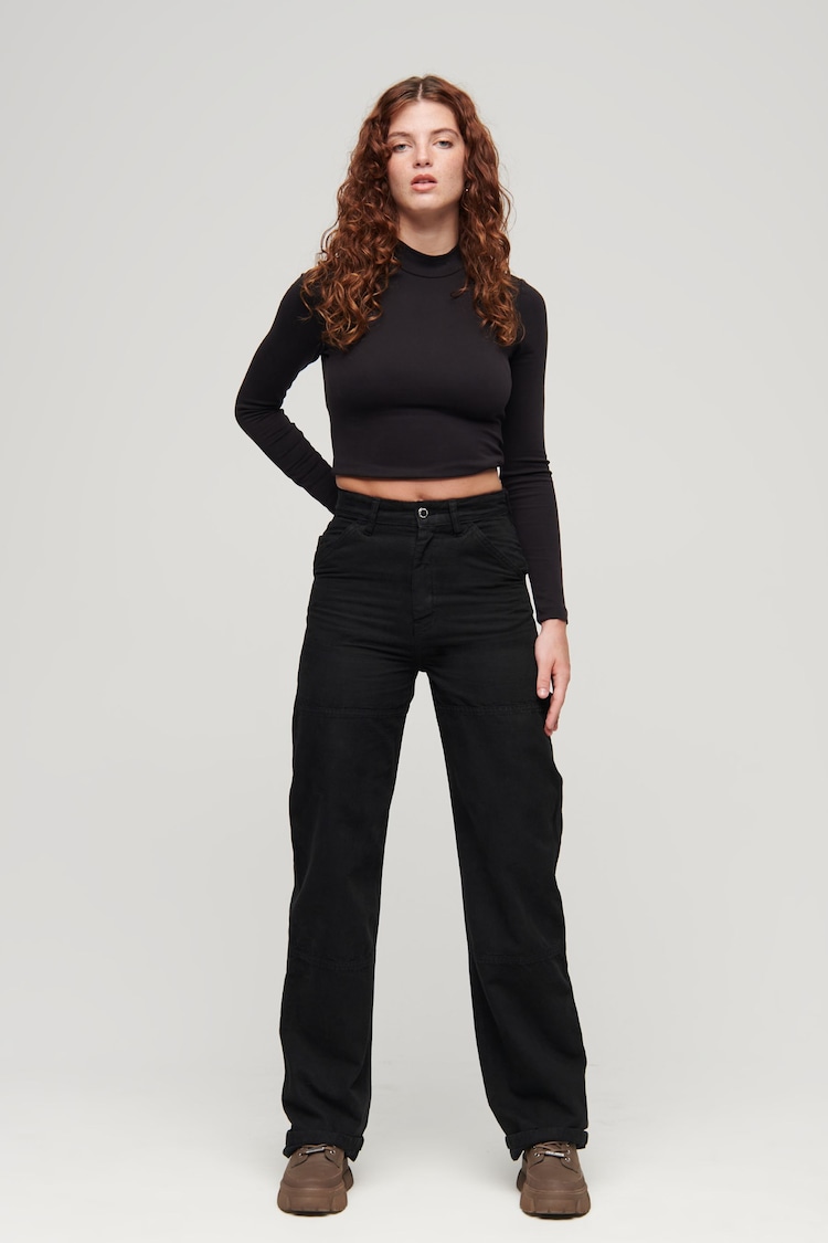 Superdry Black Wide Carpenter Trousers - Image 2 of 6