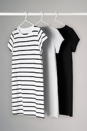 The Set Black/Grey/White Stripe Short Sleeve T-Shirt Dress 3 Pack - Image 1 of 8