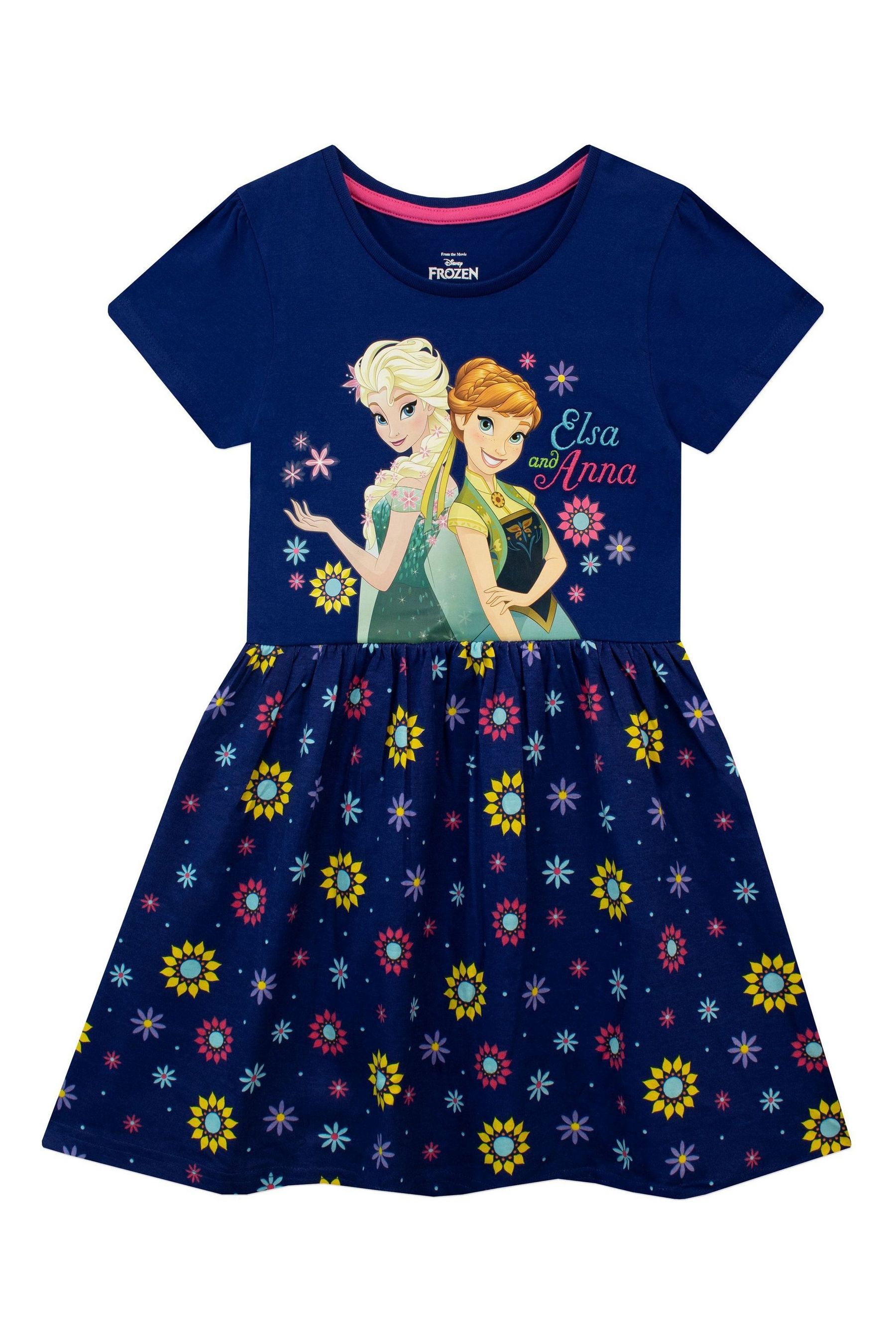 Character Blue 100 Cotton Frozen Flower Dress