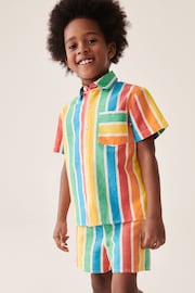 Little Bird by Jools Oliver Multi/Stripe Colourful Shirt and Short Set - Image 1 of 6