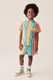 Little Bird by Jools Oliver Multi/Stripe Colourful Shirt and Short Set - Image 3 of 6