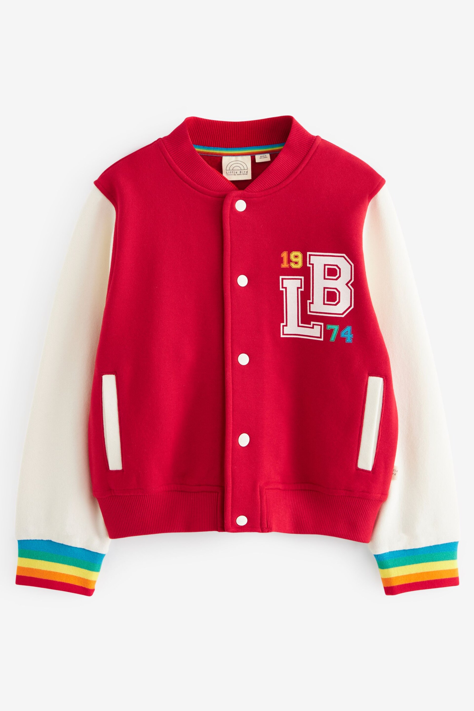 Little Bird by Jools Oliver Red Rainbow Varsity Jacket - Image 6 of 8