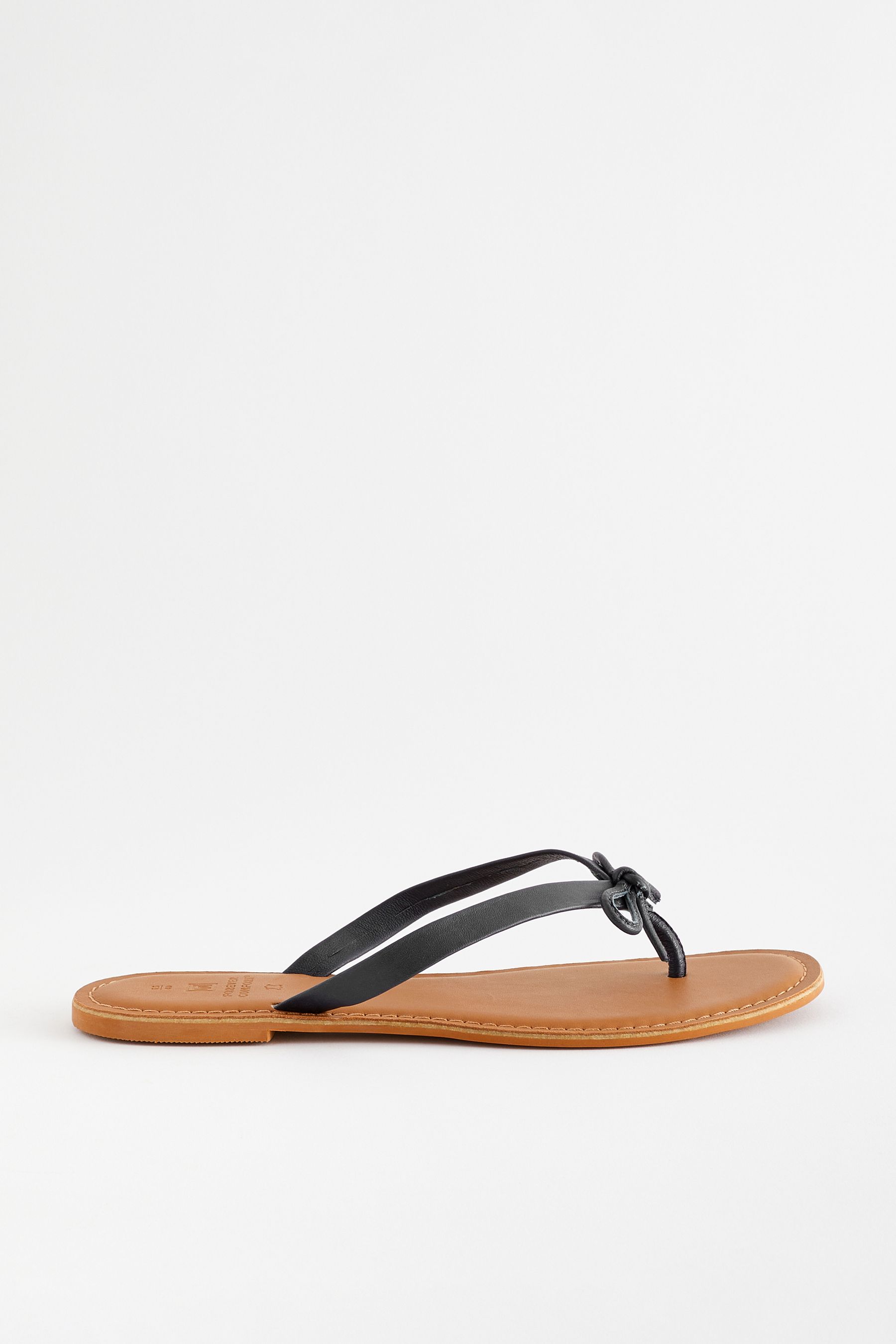 Buy Navy Blue Standard Wide Fit Forever Comfort Bow Detail Leather Flip Flops from Next France