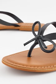Navy Blue Regular/Wide Fit Forever Comfort® Bow Detail Leather Flip Flops - Image 6 of 8