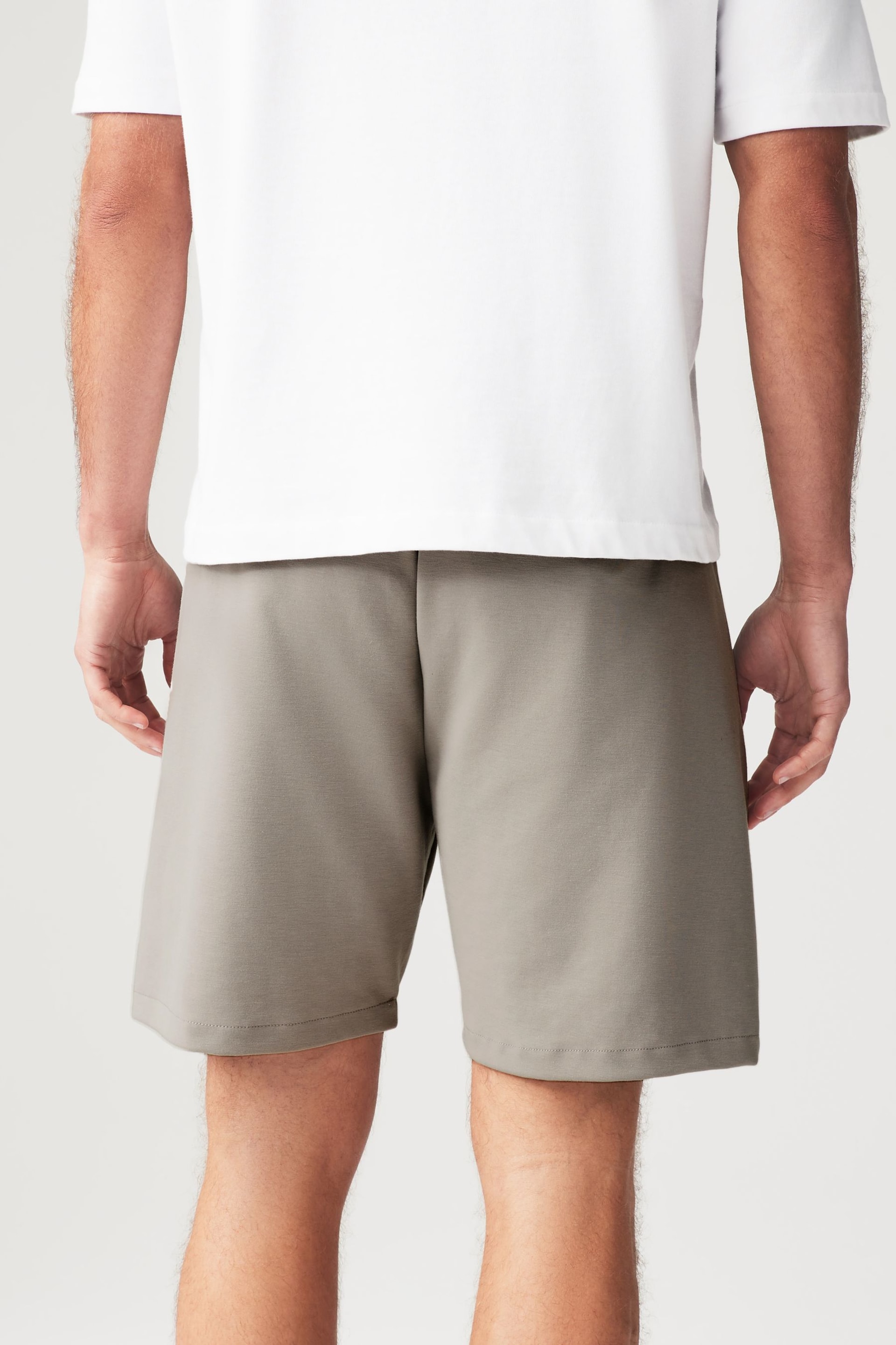 Grey Straight Zip Pocket Jersey Shorts - Image 3 of 9