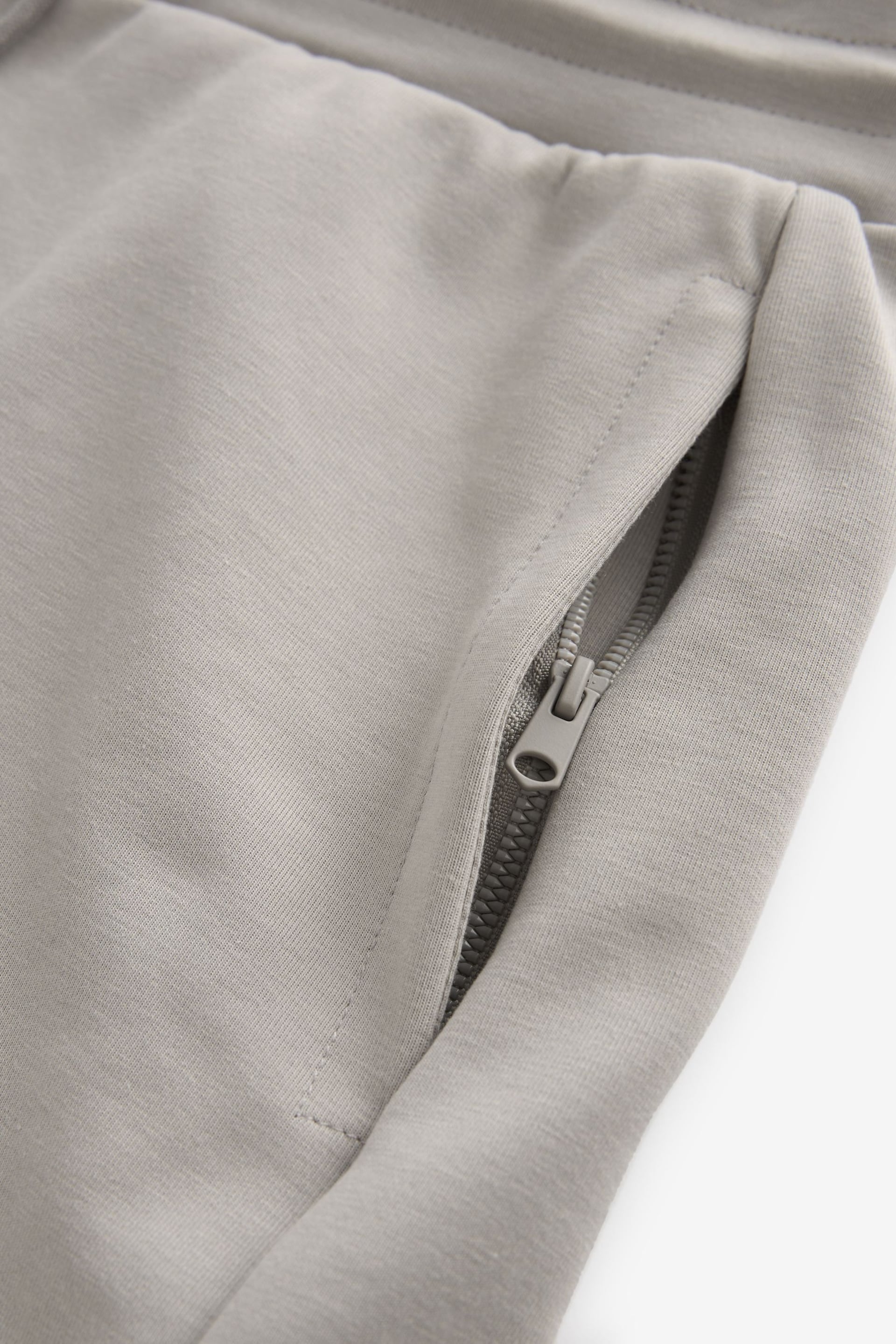 Grey Straight Zip Pocket Jersey Shorts - Image 8 of 9