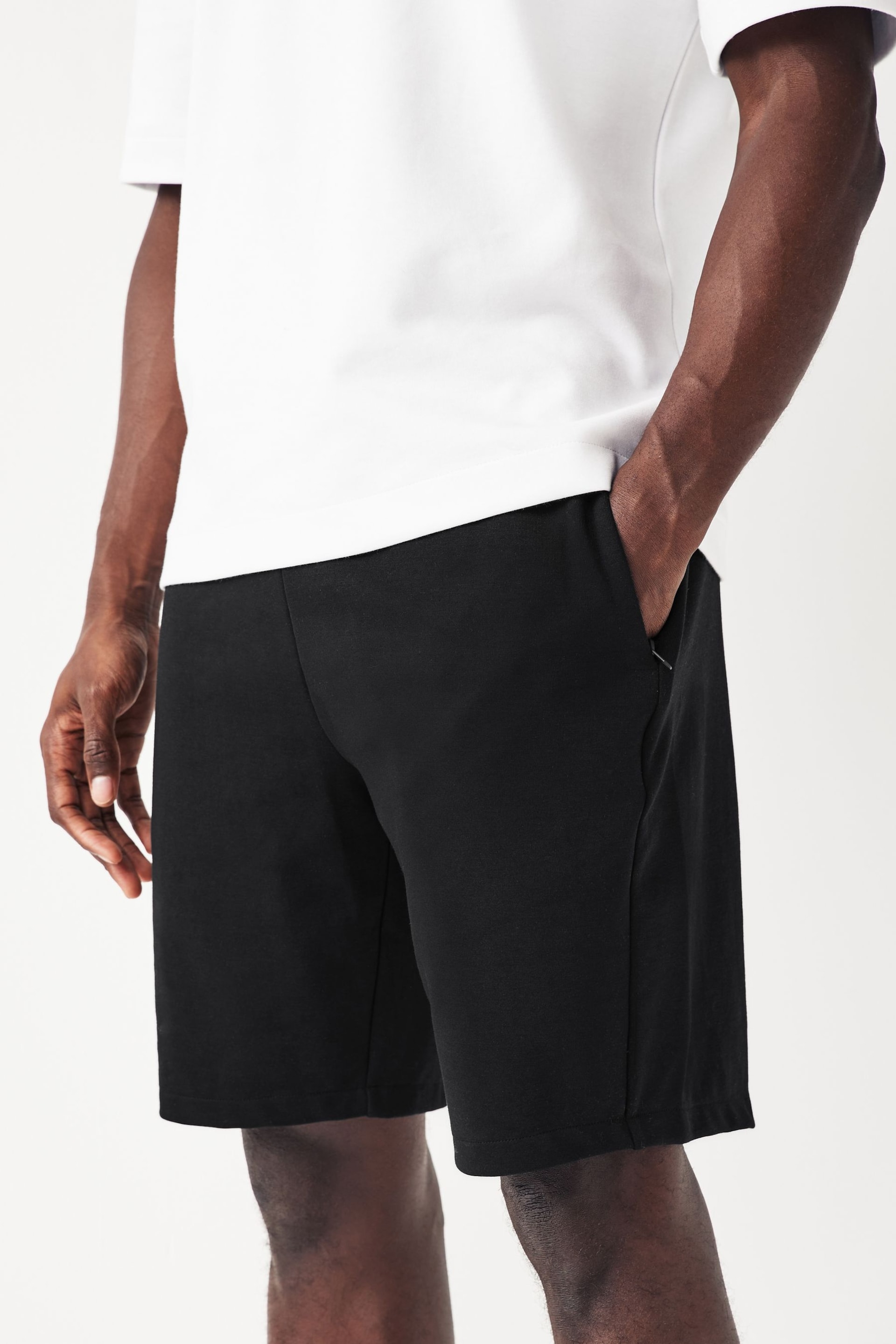 Black/Grey 2 Pack Zip Pocket Jersey Shorts - Image 3 of 14