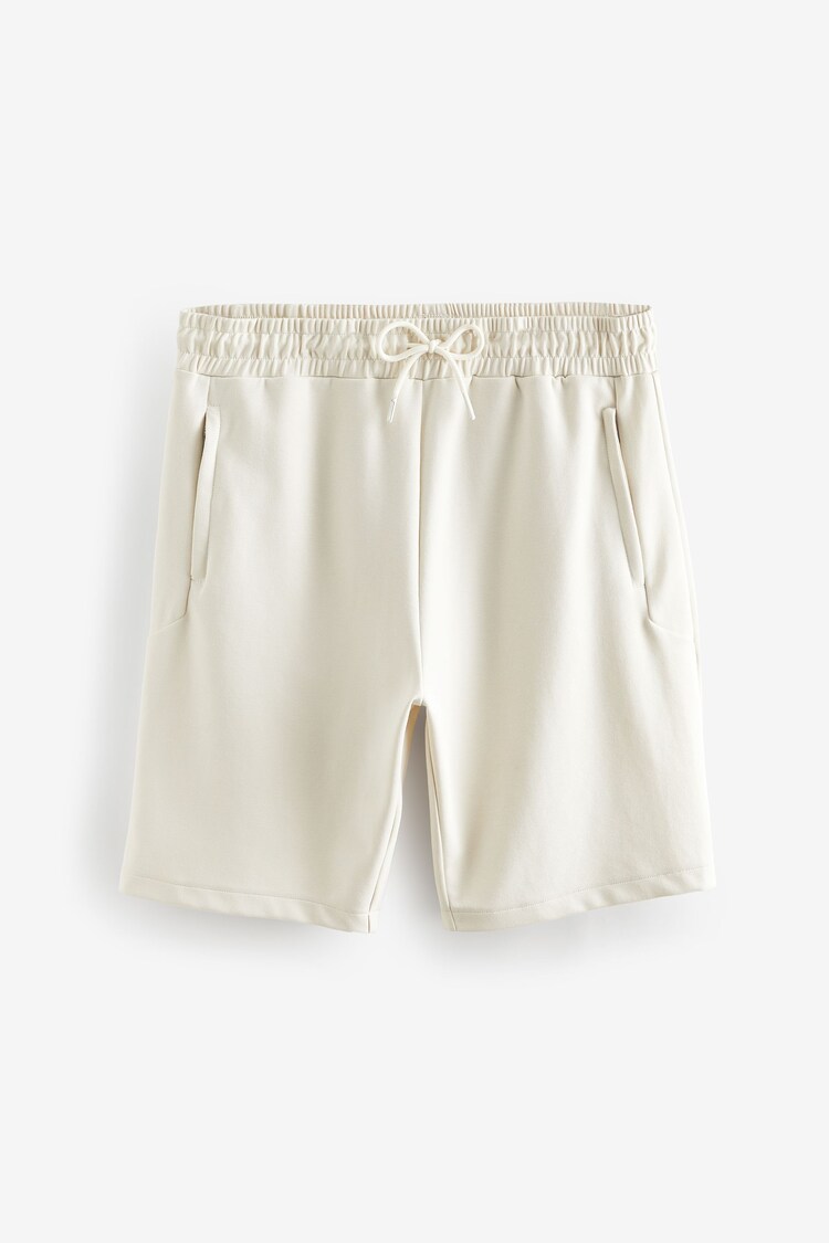 Ecru Straight Fit Zip Pocket Jersey Shorts - Image 6 of 8