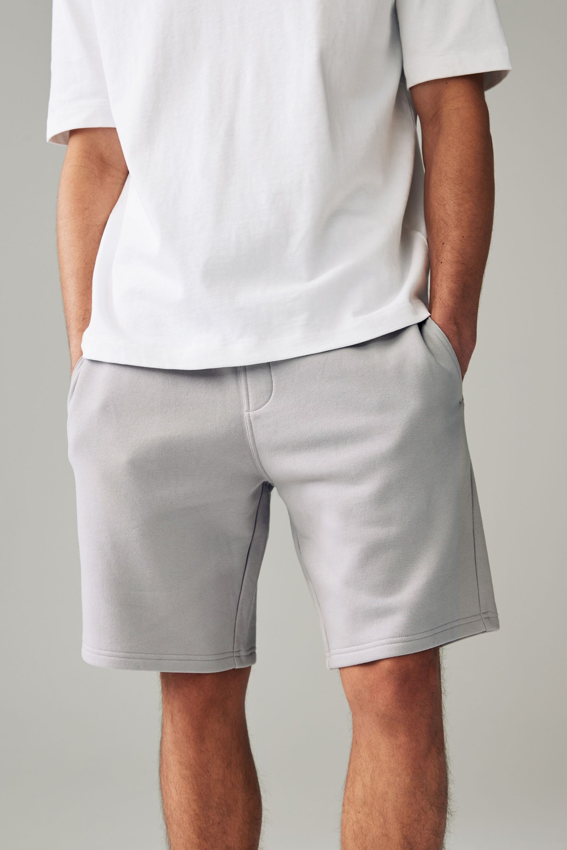 Light Grey Soft Fabric Jersey Shorts - Image 1 of 10