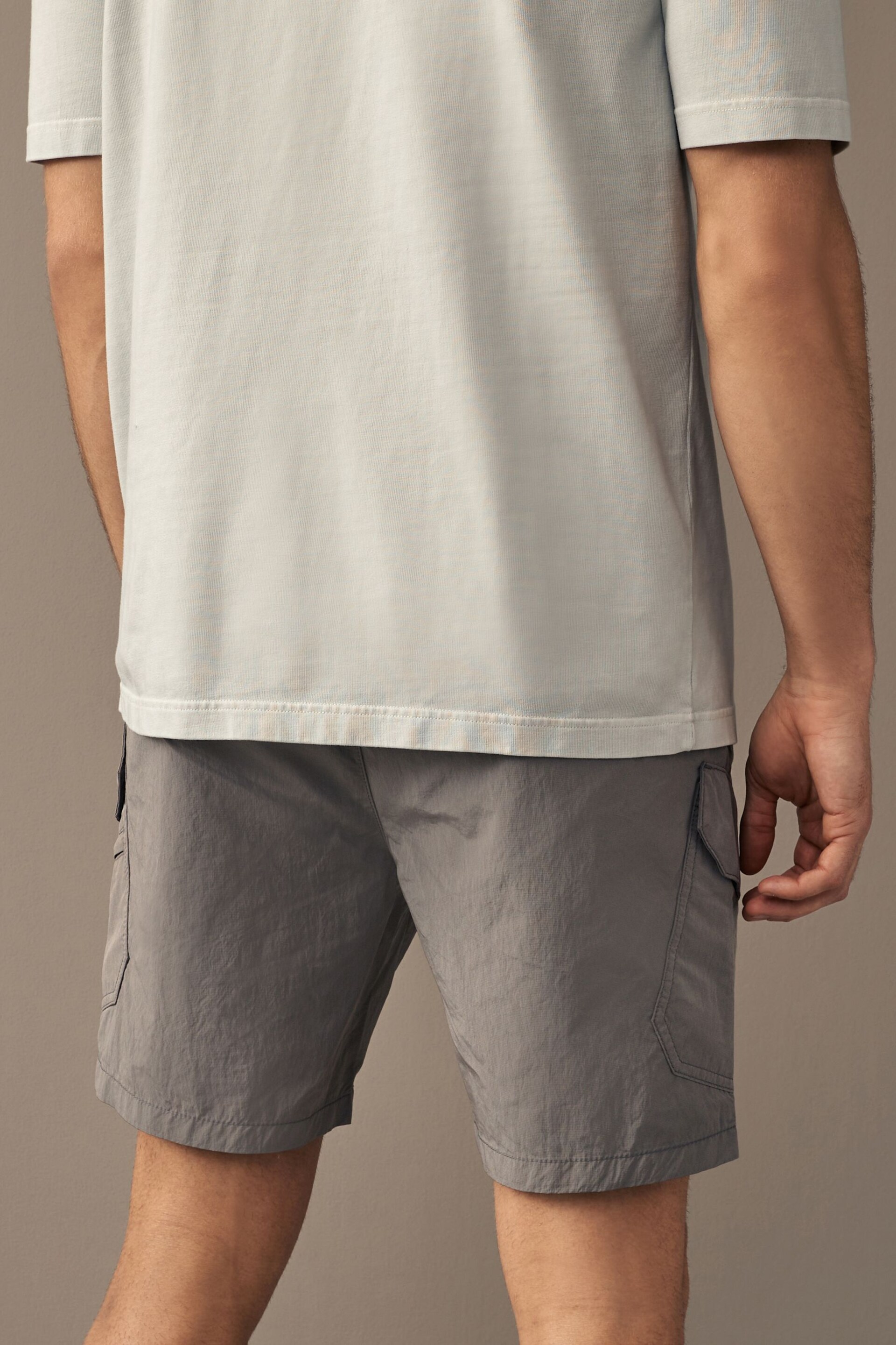 Charcoal Grey Tech Cargo Shorts - Image 4 of 10