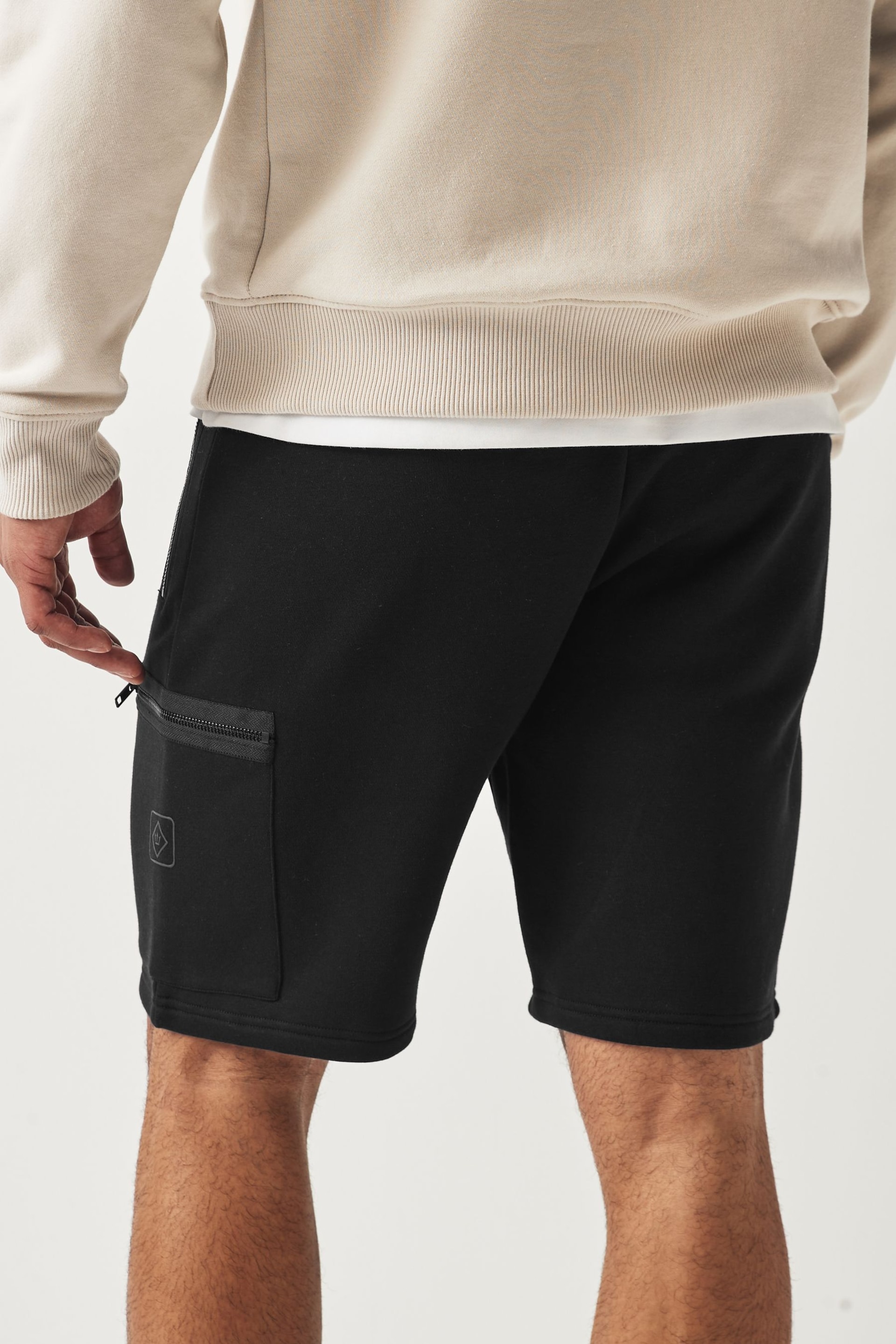 Black Utility Jersey Shorts - Image 3 of 9