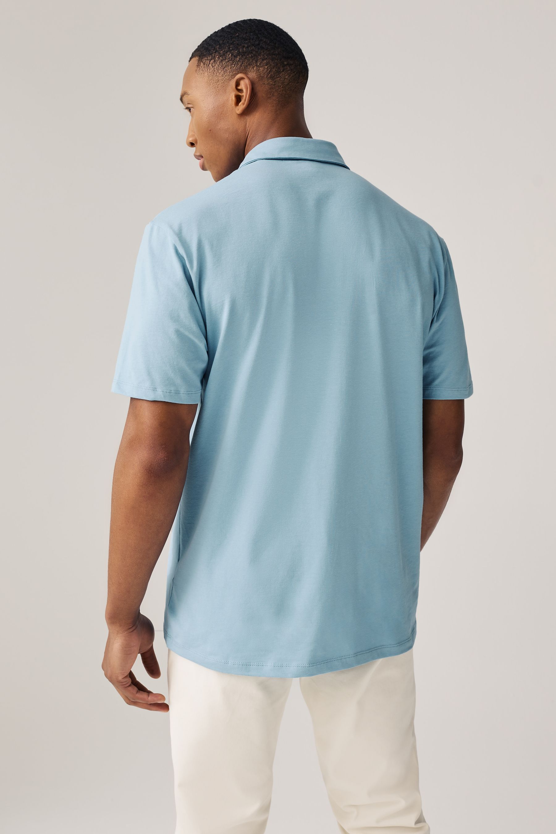 Blue polo dress shirt deals