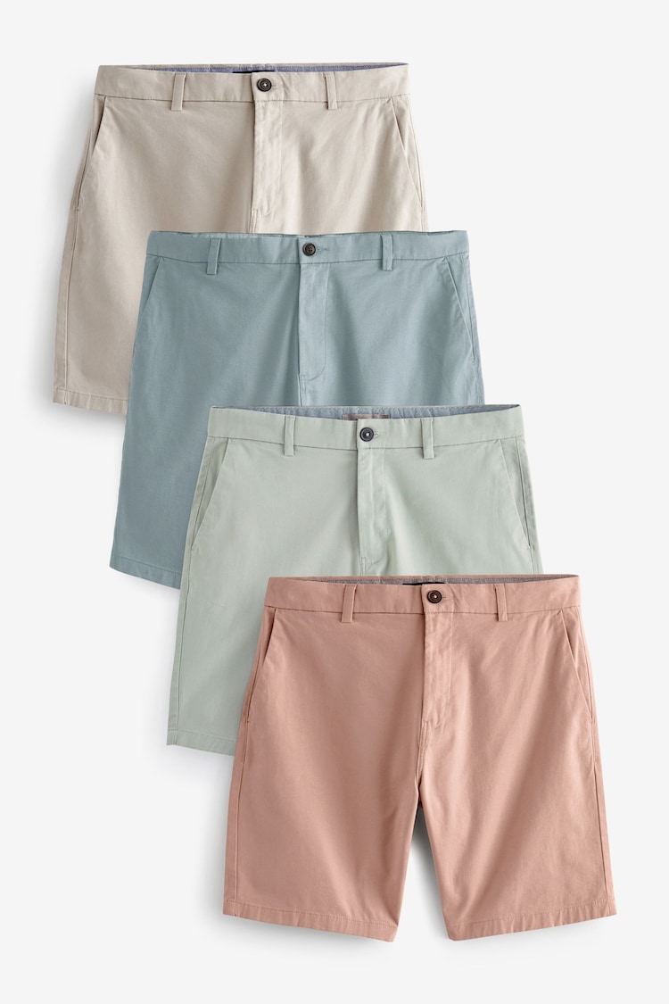 Multi Pastel Slim Fit Stretch Chino Shorts 4 Pack - Image 1 of 9