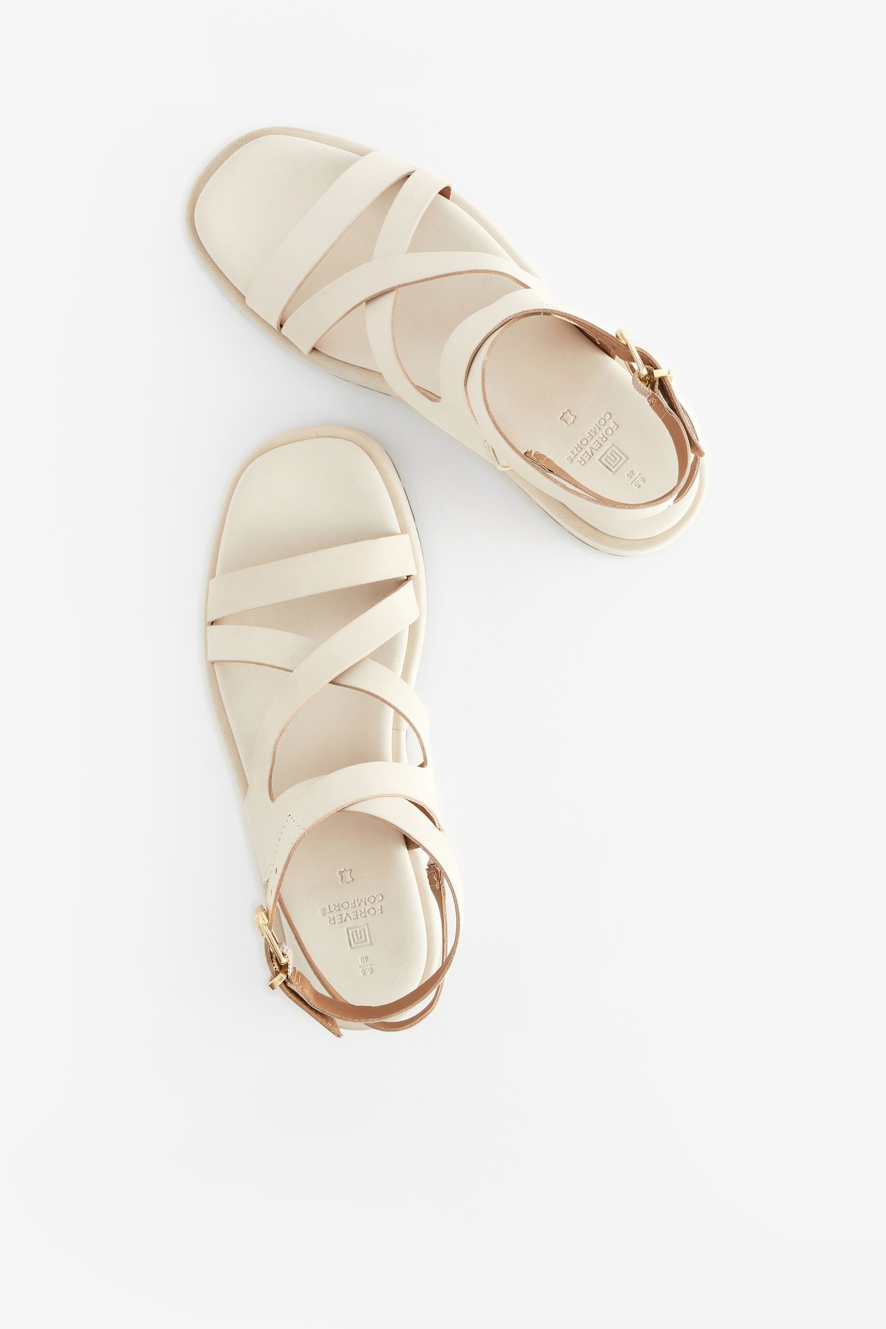 Buy Bone White Forever Comfort Leather Strappy Flatform Sandals from the Next UK online shop