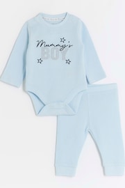 River Island Baby Boys Waffle 100% Cotton Bodysuit and Leggings Set - 圖片 1/5