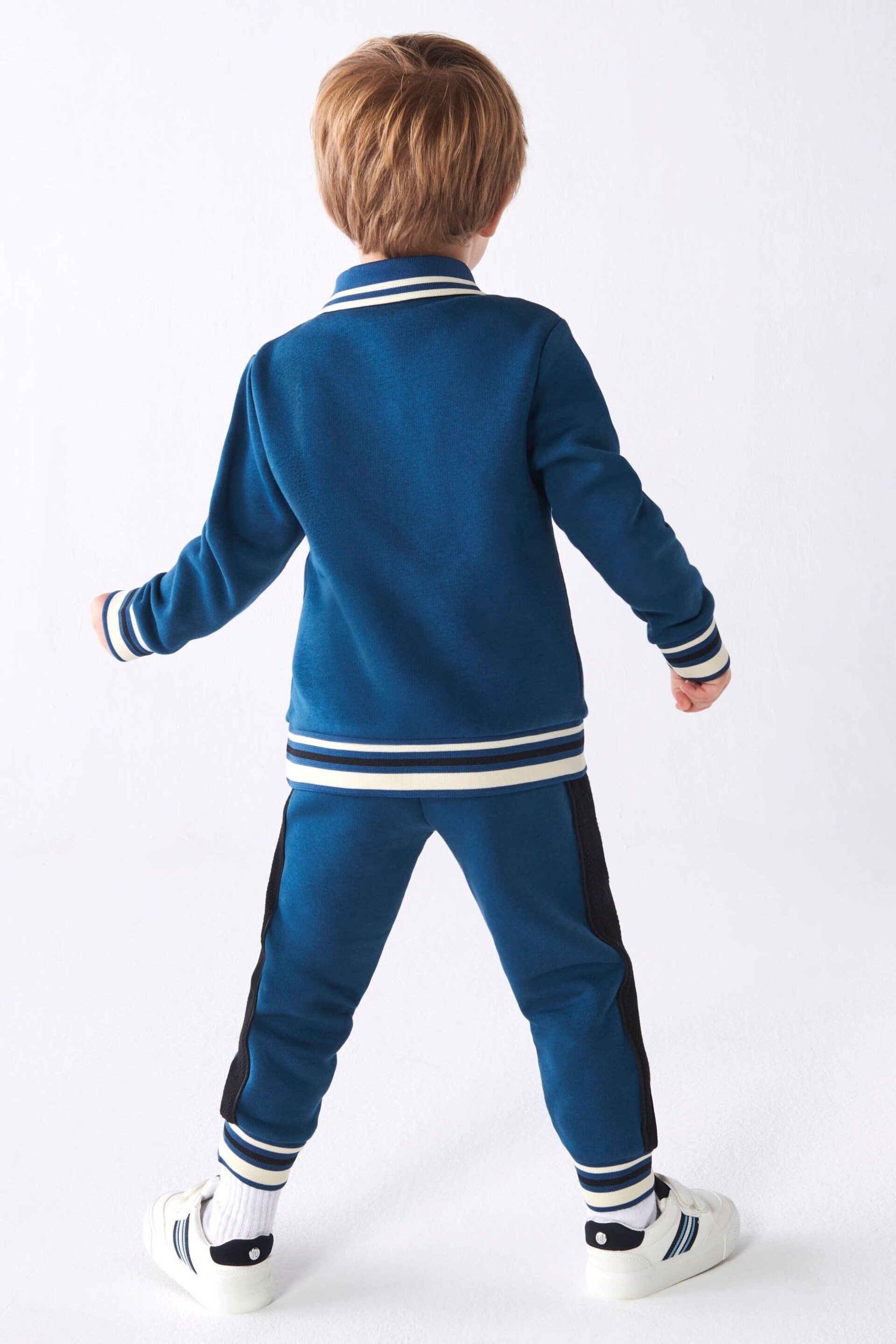 River Island Blue Mini Boys Tipped Sweat and Jogger Set - Image 2 of 6