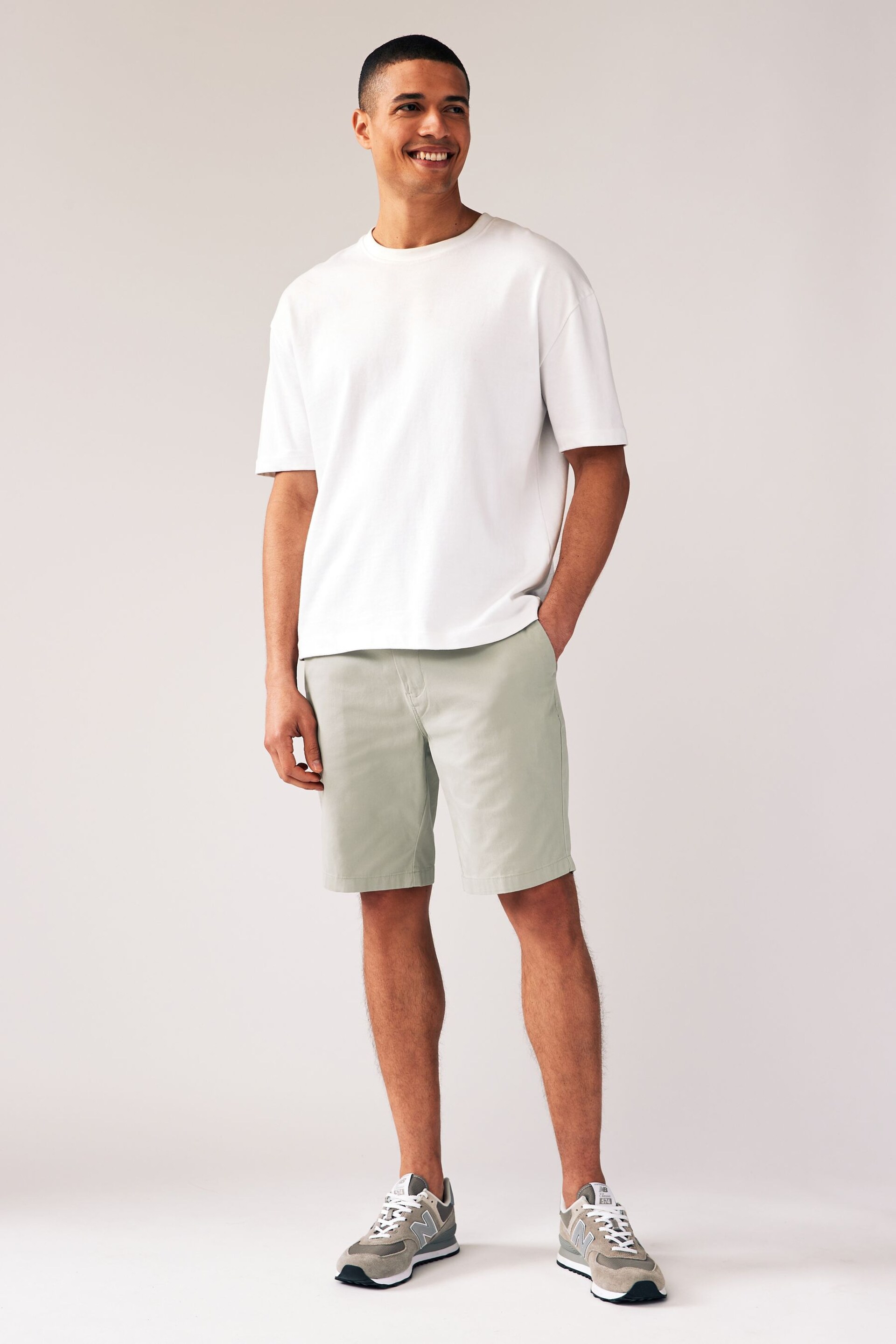 Green/Pink Slim Fit Stretch Chinos Shorts 2 Pack - Image 2 of 11