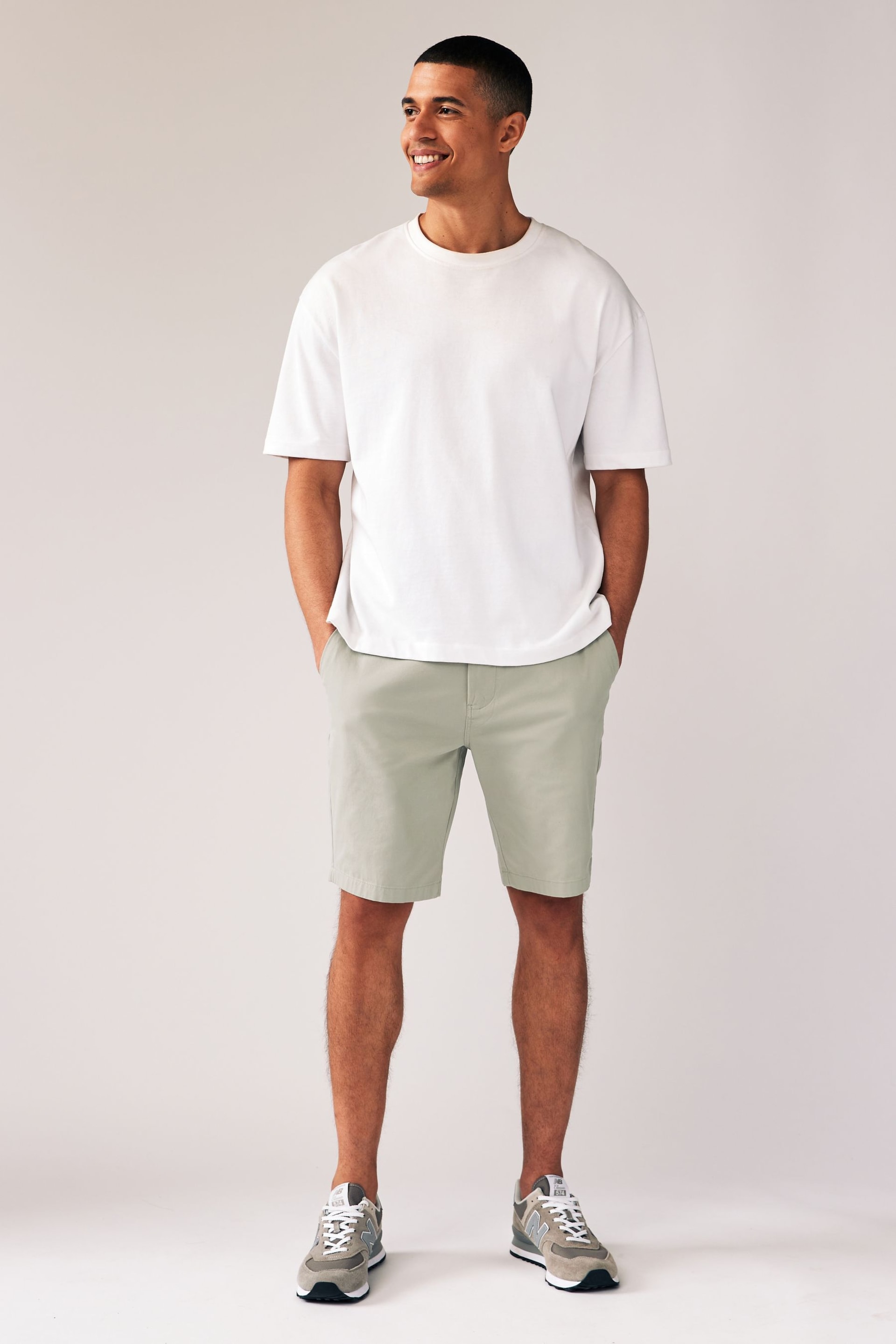 Green/Pink Slim Fit Stretch Chinos Shorts 2 Pack - Image 3 of 11