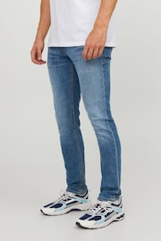 JACK & JONES Blue Distressed Wash Glenn Slim Fit Jeans - Image 6 of 7