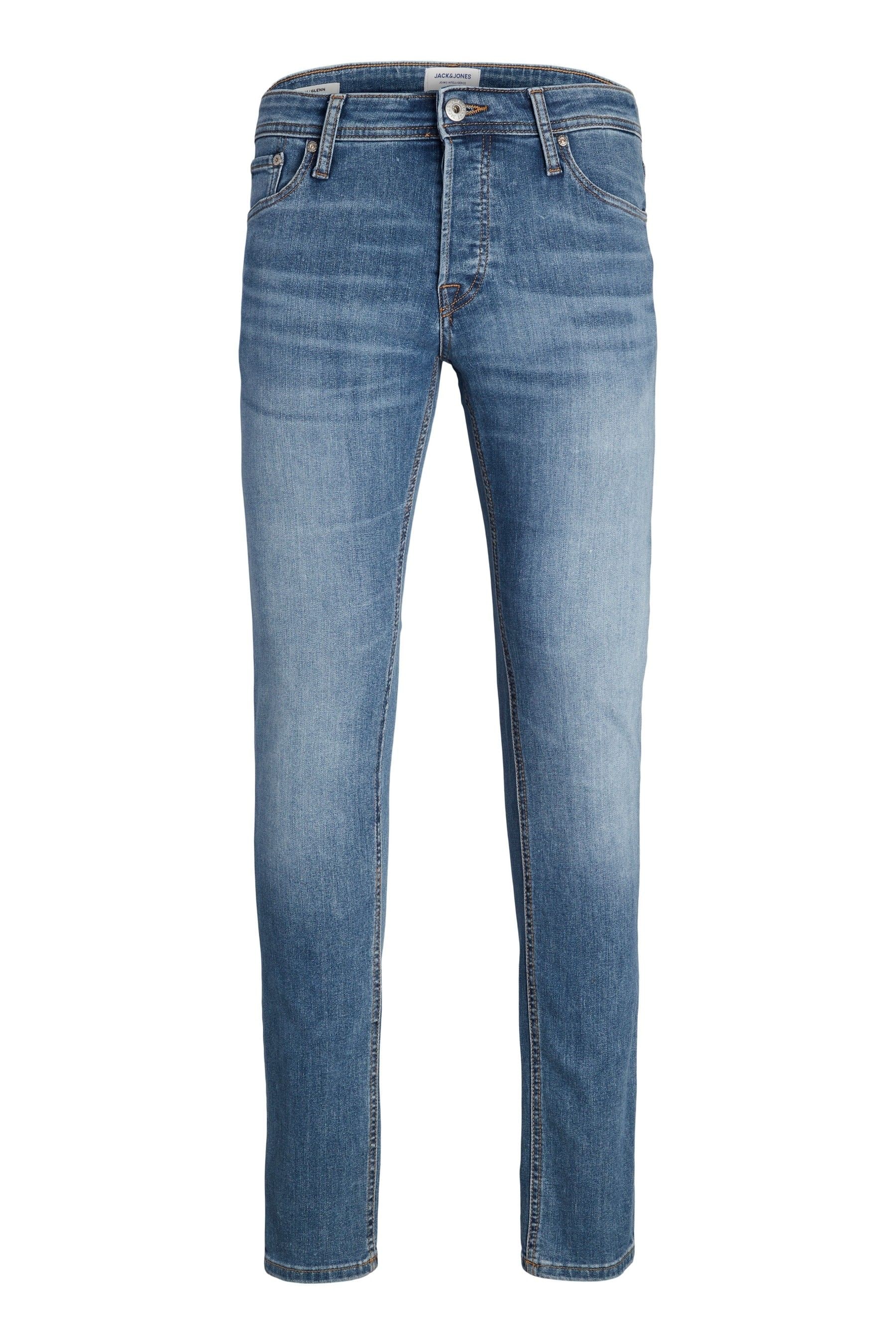 Buy JACK JONES Blue Distressed Wash Glenn Slim Fit Jeans from the Next UK online shop