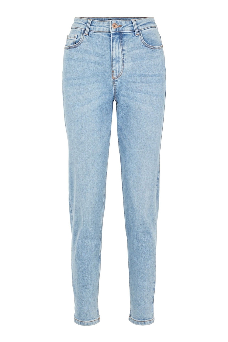 PIECES Blue High Waisted Mom Jeans - Image 4 of 4