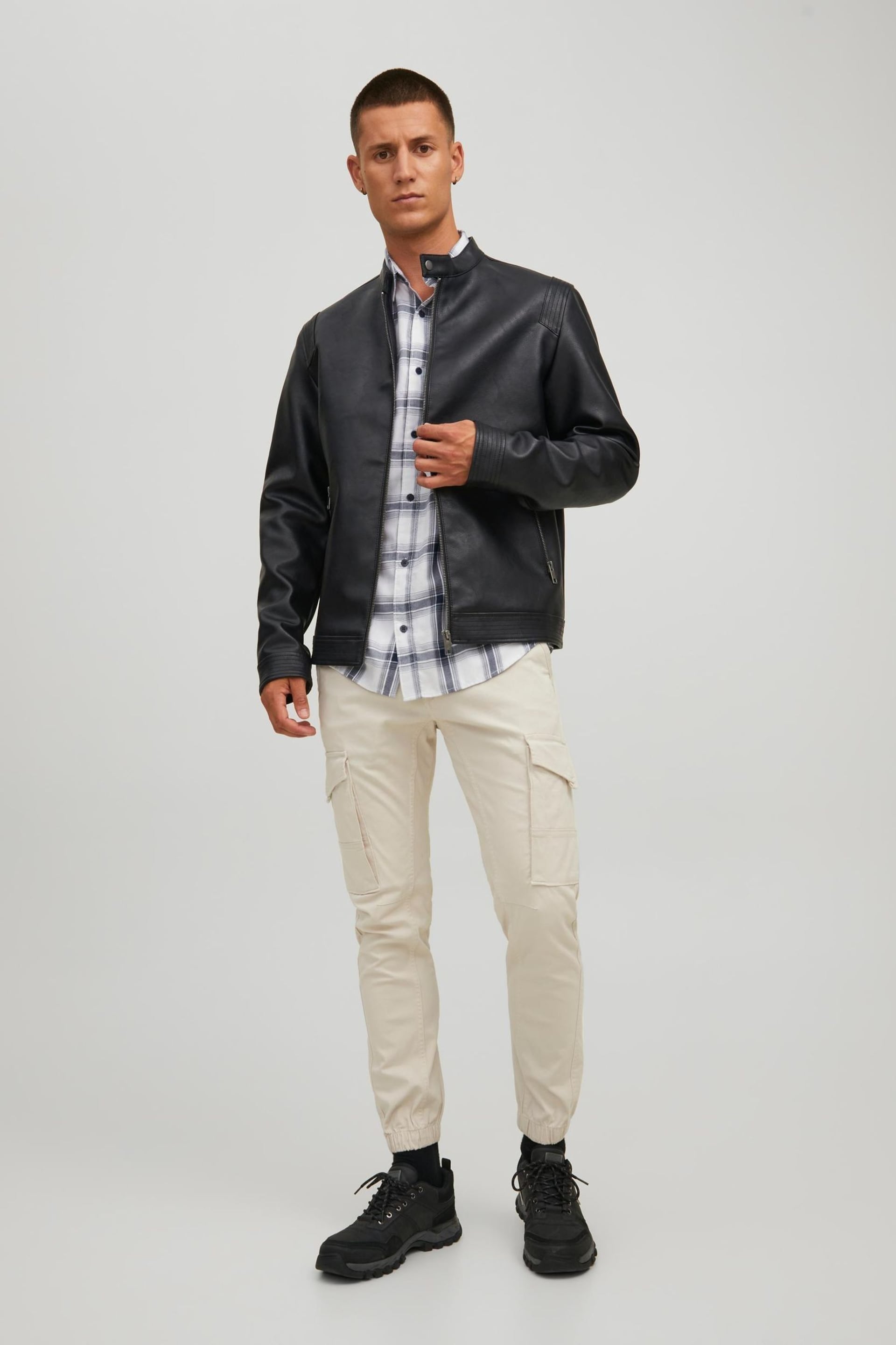 JACK & JONES Black Biker Jacket - Image 3 of 7