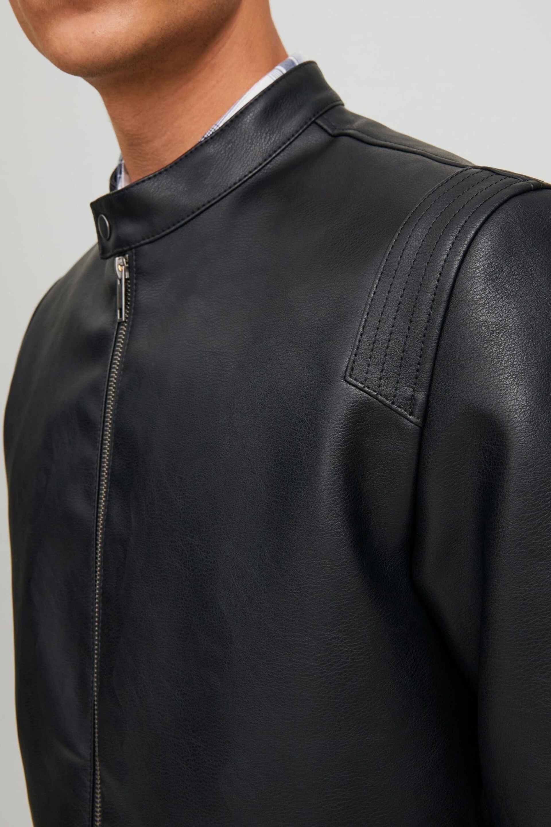 JACK & JONES Black Biker Jacket - Image 6 of 7