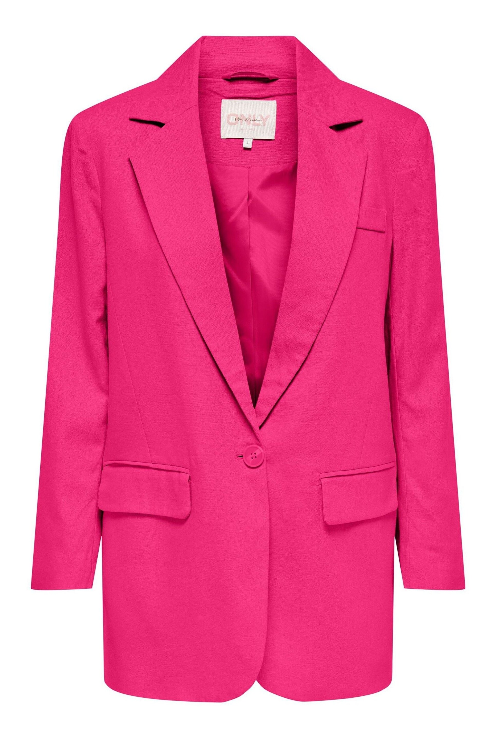ONLY Pink Linen Blend Tailored Blazer - Image 1 of 2