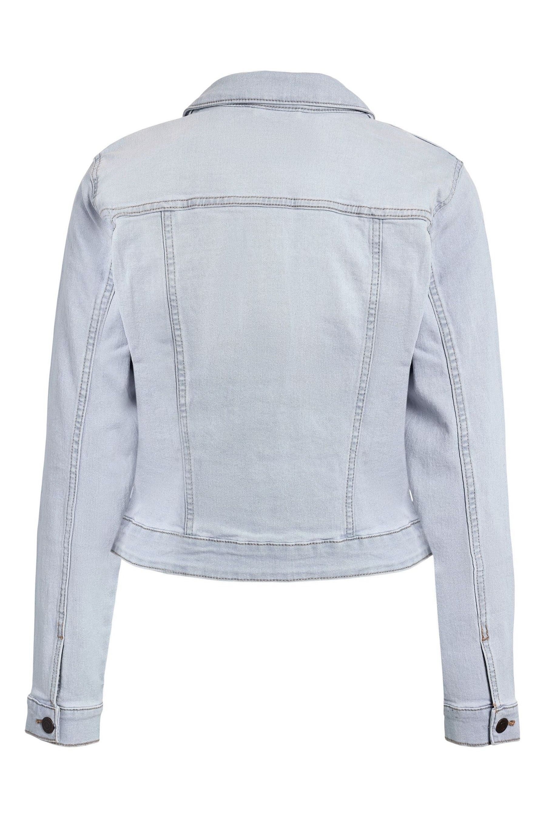 Blue fitted denim jacket top