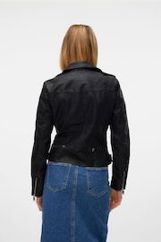 VERO MODA Black Faux Fur Leather Jacket - Image 3 of 7