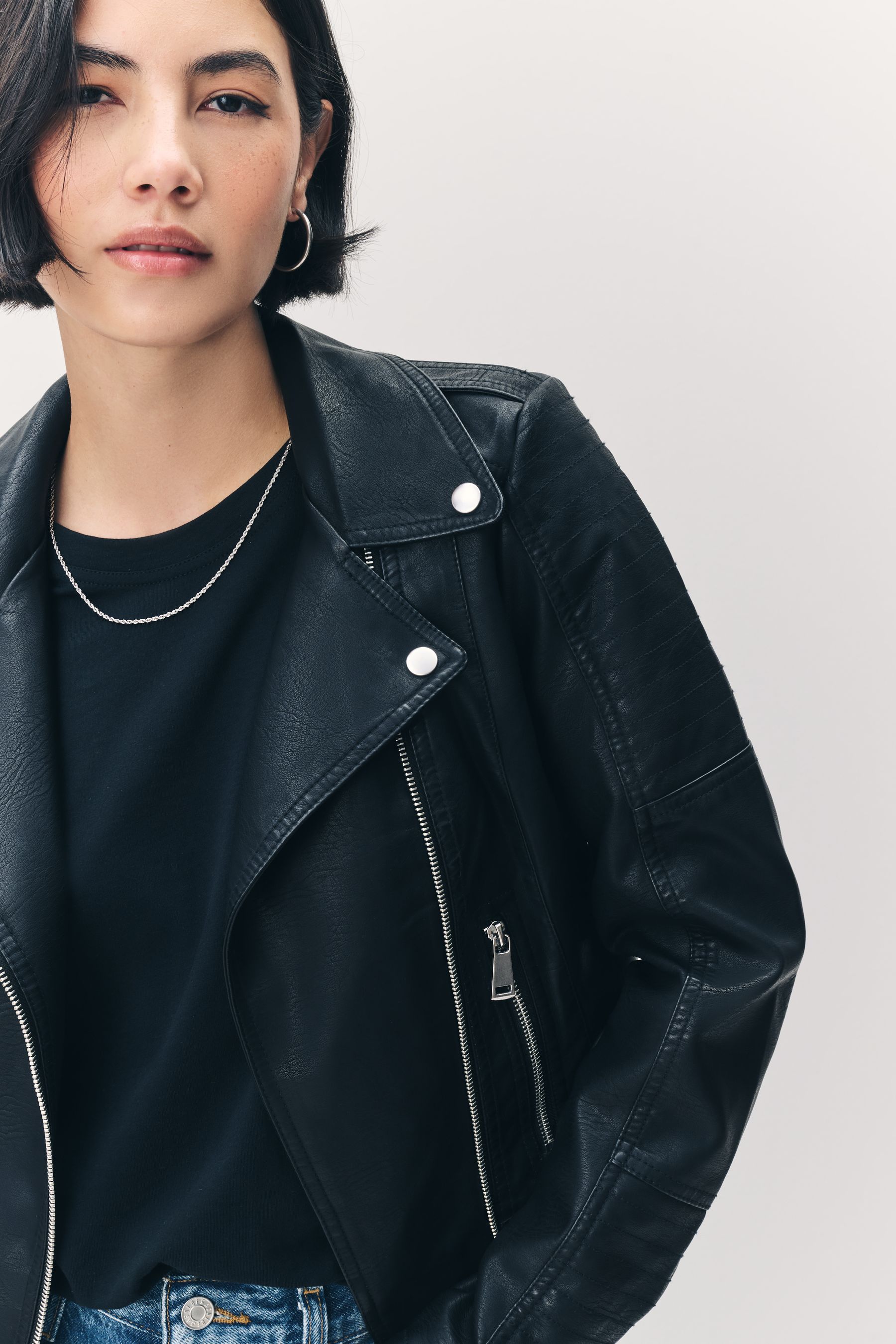 Vero moda short leather jacket sale