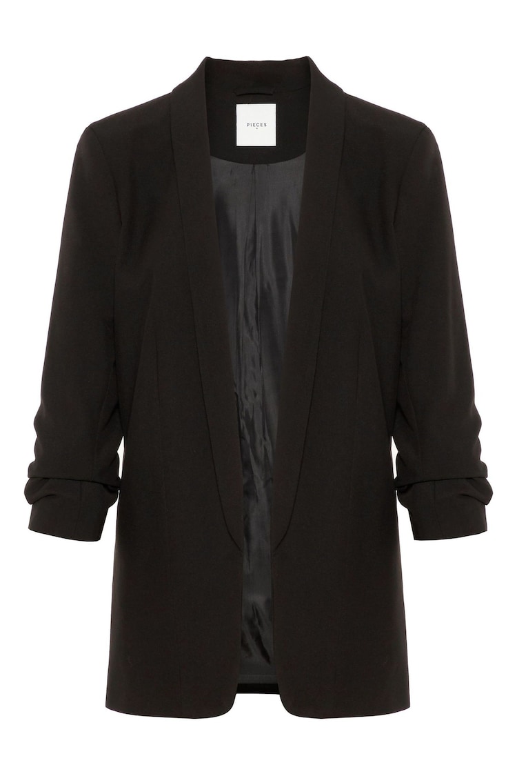 PIECES Black Ruched Sleeve Blazer - Image 5 of 5