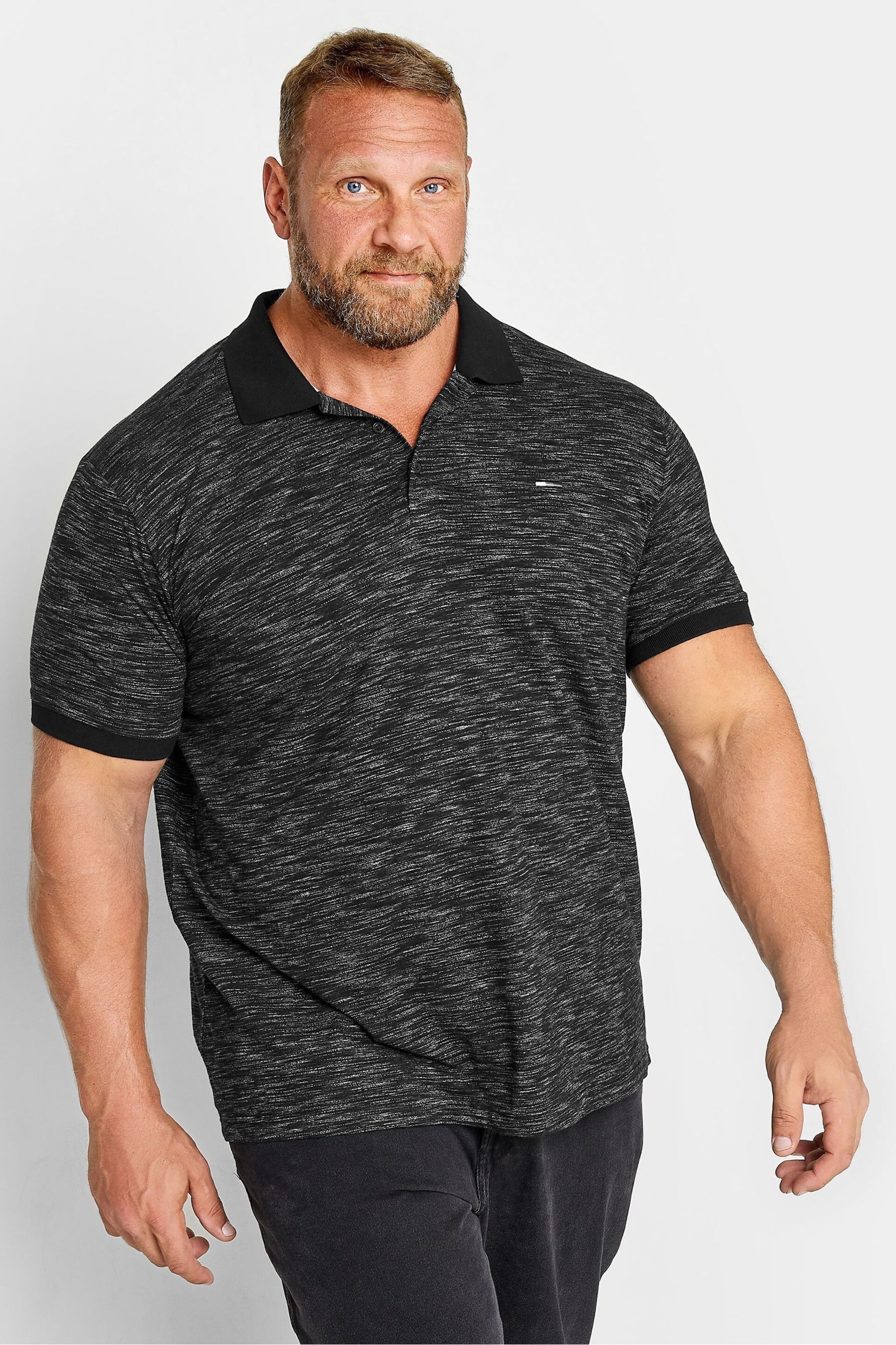 BadRhino Big & Tall Black Injected Jersey Polo Shirt - Image 1 of 3