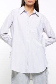 River Island Grey Tie Side Oversized Shirt - Image 1 of 6
