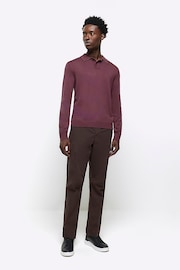 River Island Purple Knitted Polo Jumper - Image 3 of 6