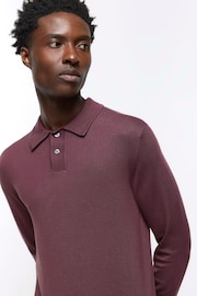 River Island Purple Knitted Polo Jumper - Image 4 of 6