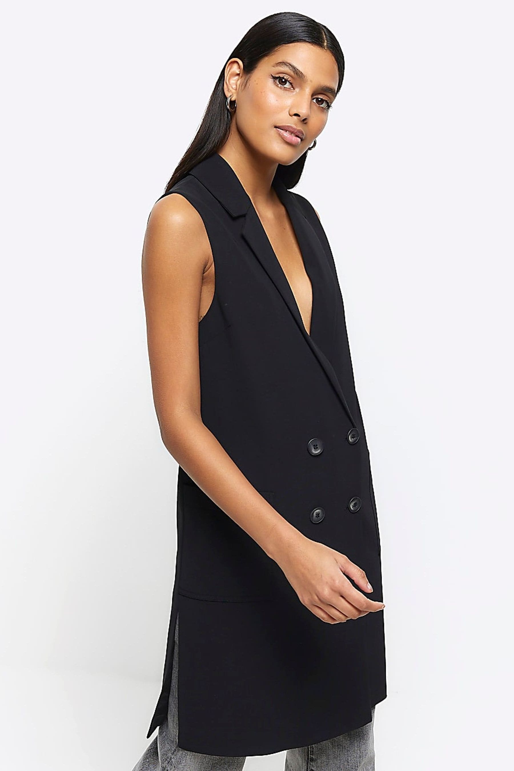 Longline sleeveless jacket deals