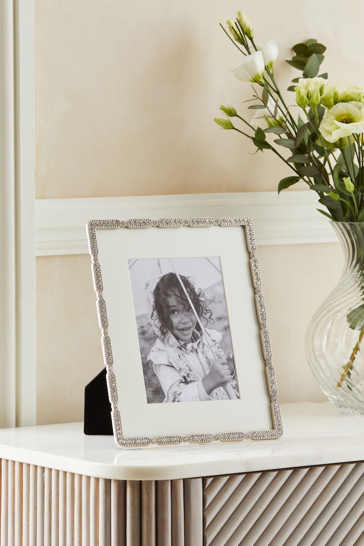 Silver Metal Diamante Photo Frame - Image 1 of 4