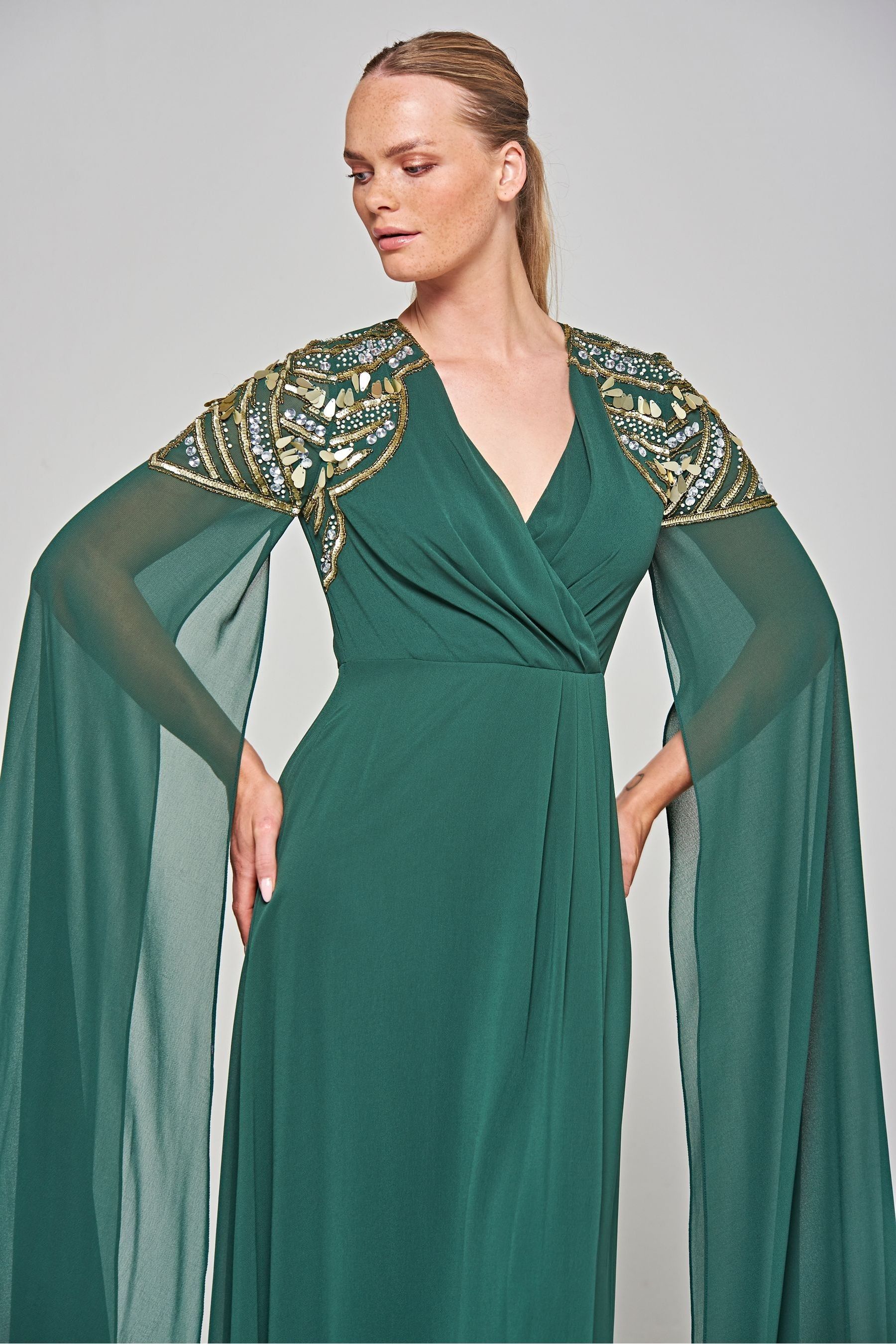 Buy Amelia Rose Green Embellished Maxi Dress from Next Luxembourg