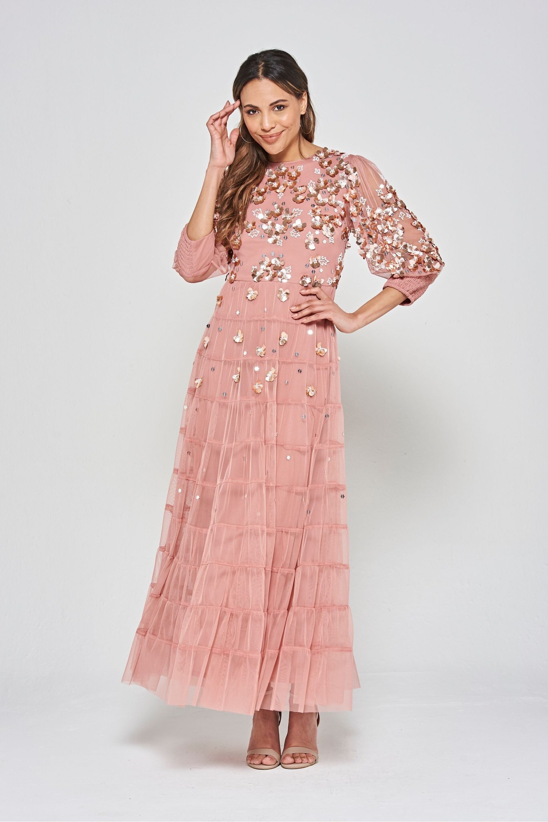 Frock and Frill Pink Embellished Maxi Dress - Image 3 of 4