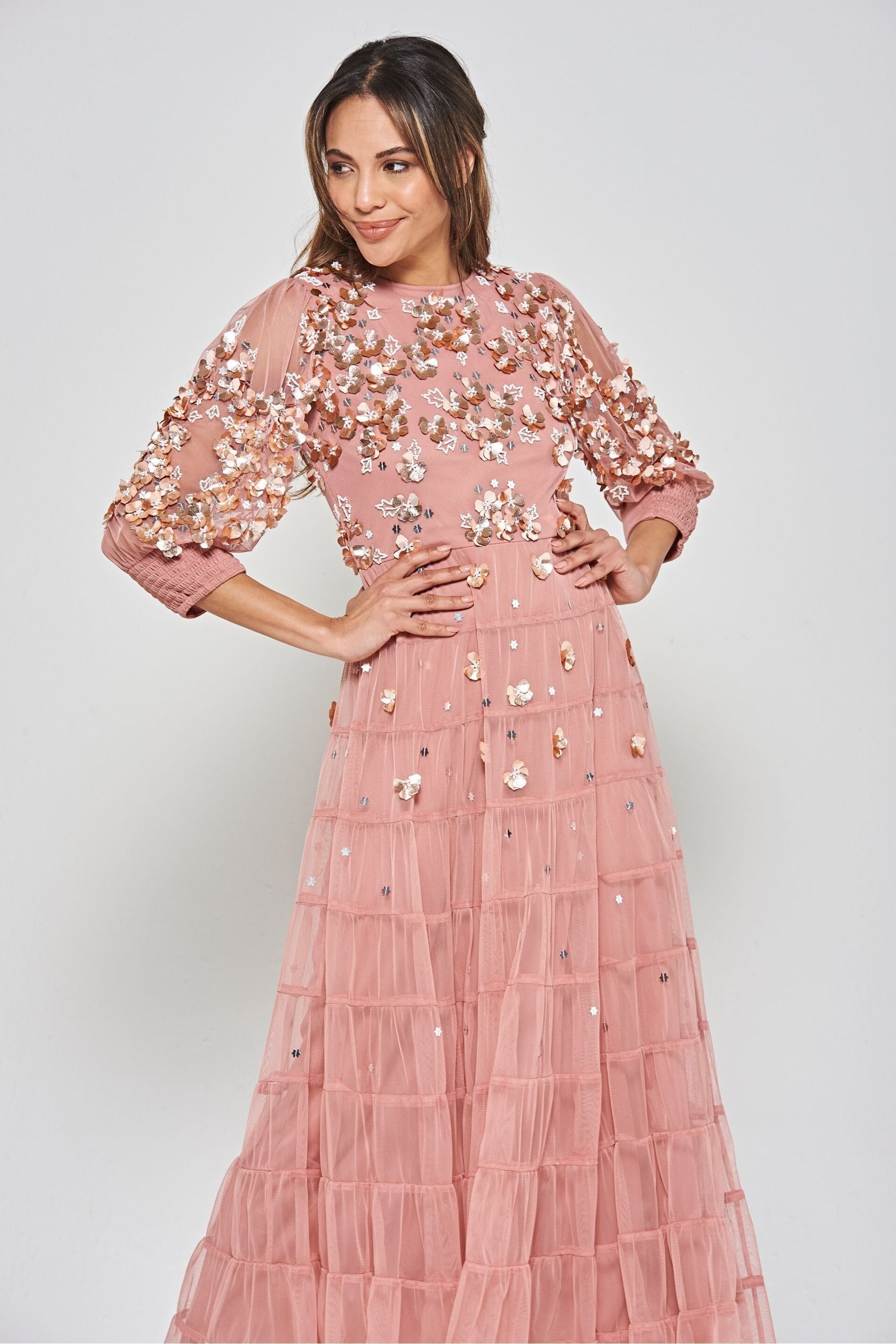 Frock and Frill Pink Embellished Maxi Dress - Image 4 of 4