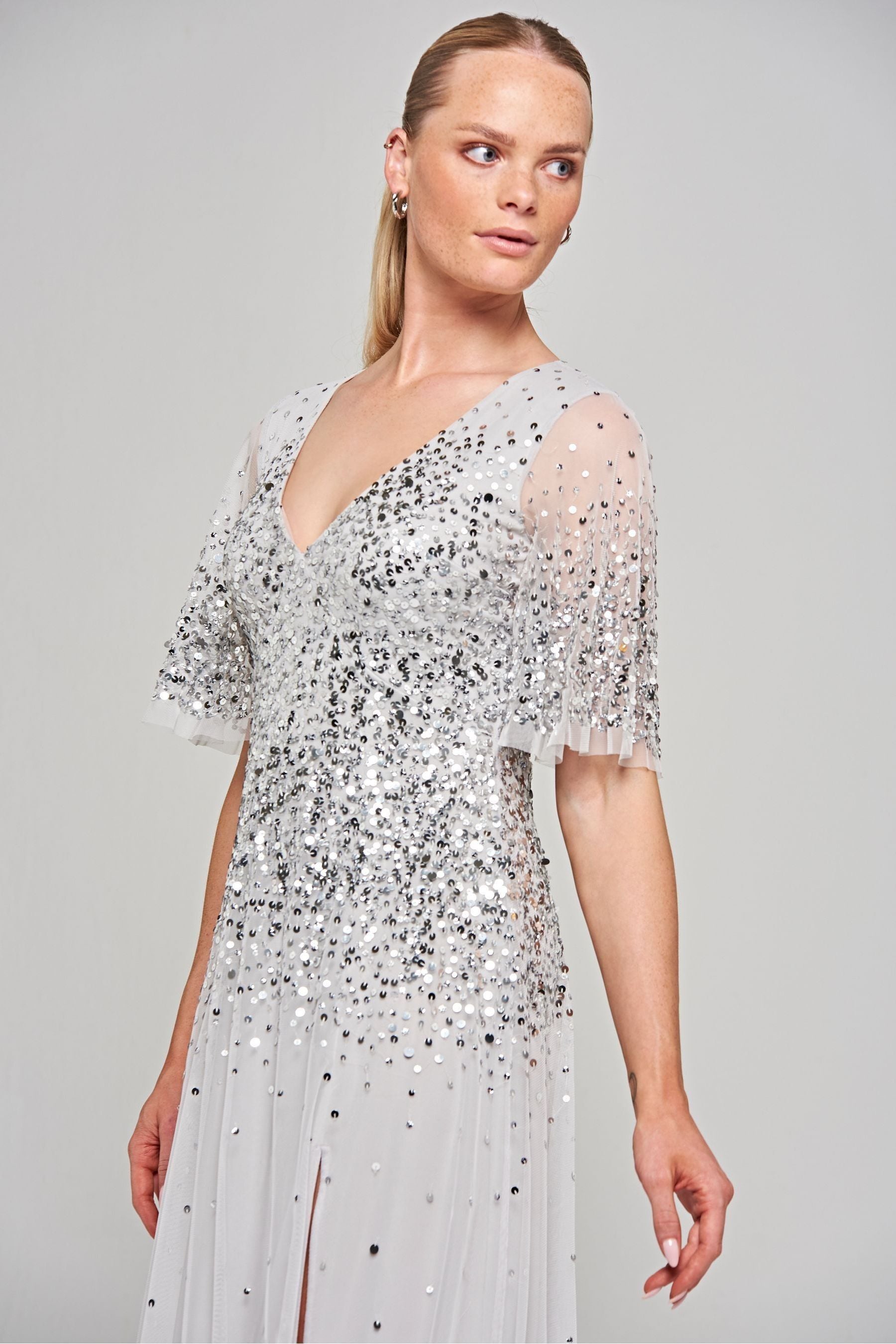 Buy Amelia Rose Grey Embellished Maxi Dress from Next Luxembourg
